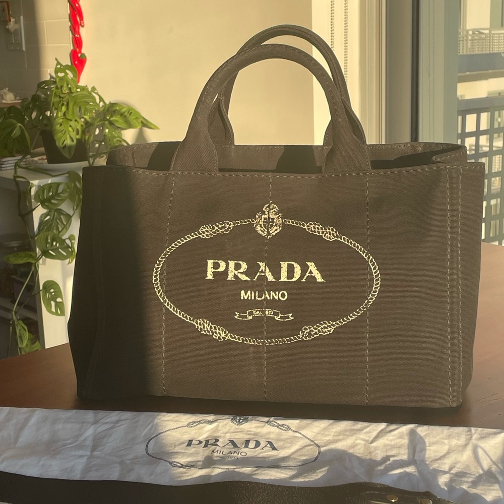 Prada Black Denim Tote w/ Detachable Strap